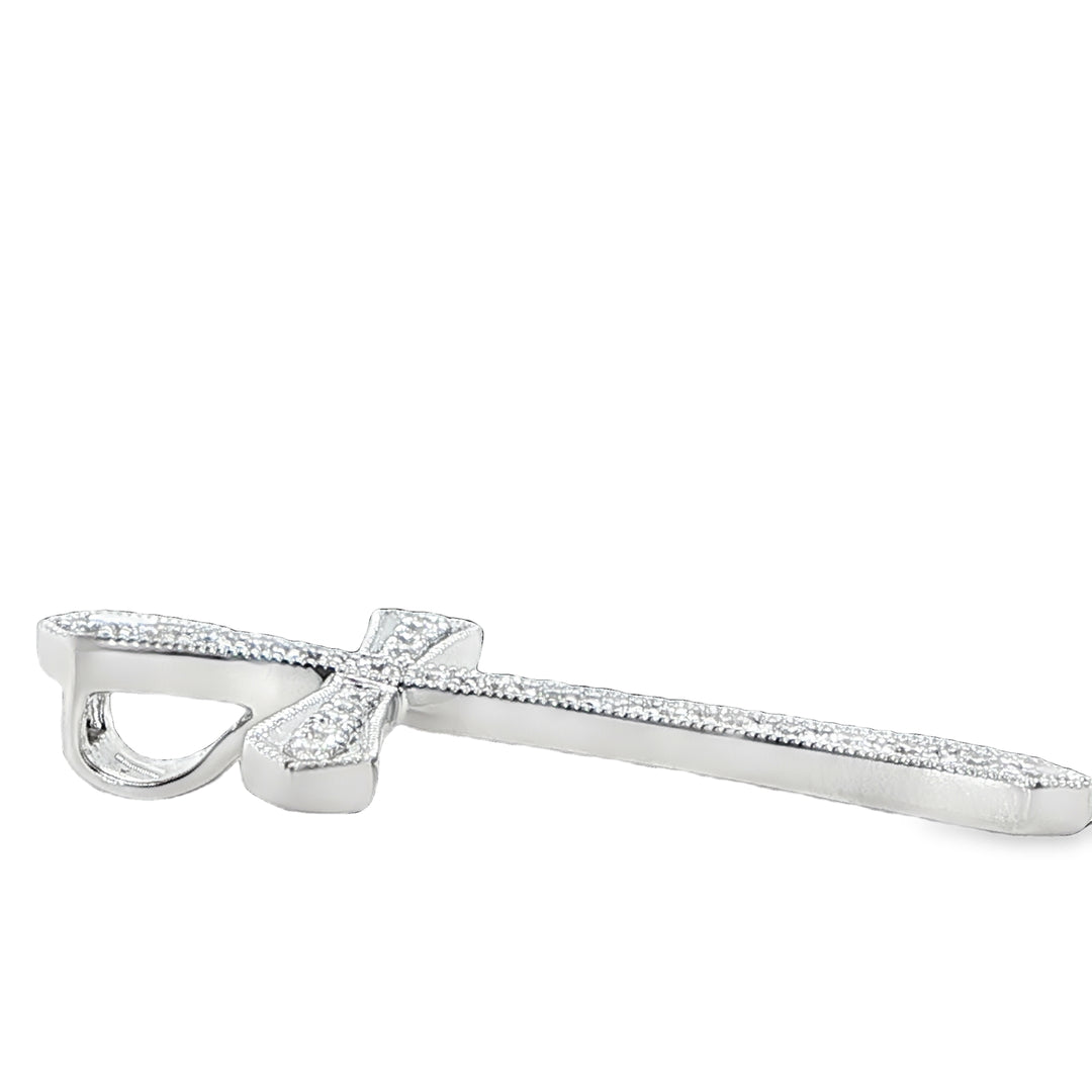 18K White Gold Diamond Cross Pendant