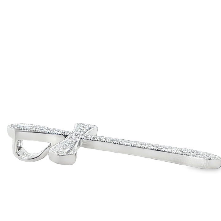 18K White Gold Diamond Cross Pendant