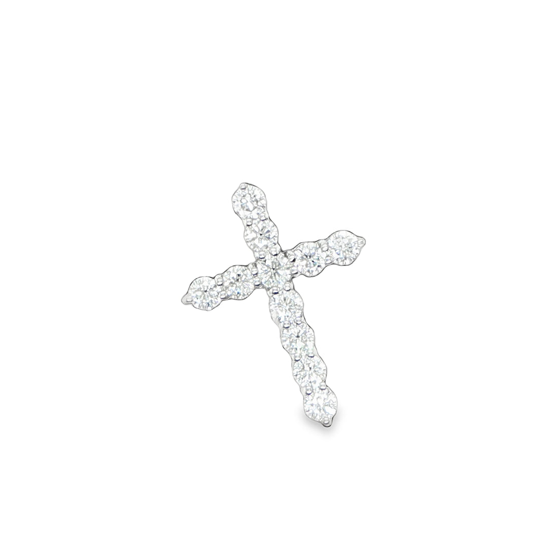 14K White Gold Diamond Cross Pendant