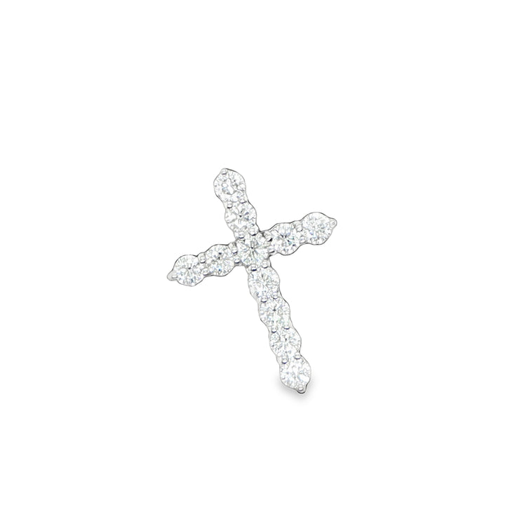 14K White Gold Diamond Cross Pendant
