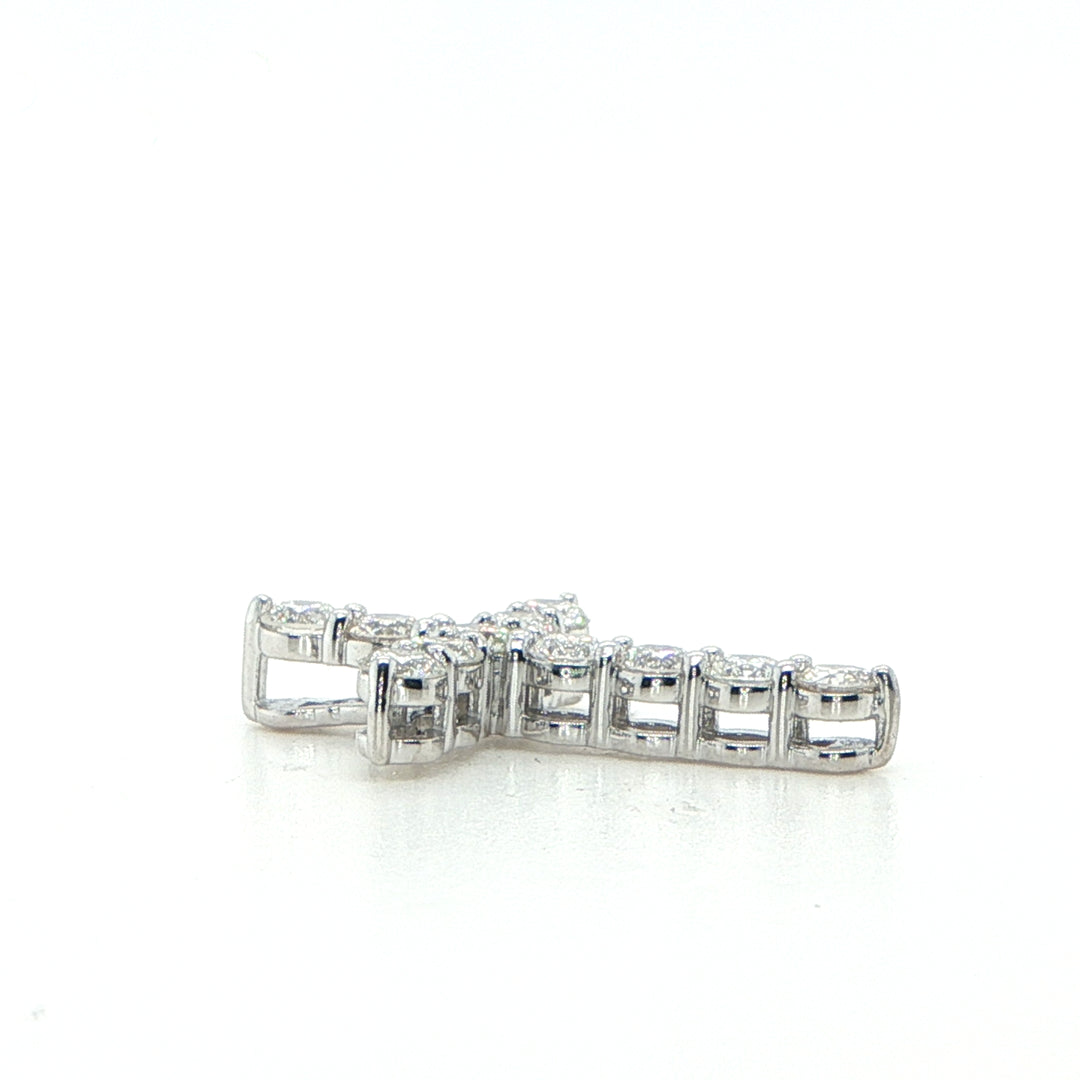 14K White Gold Diamond Cross Pendant