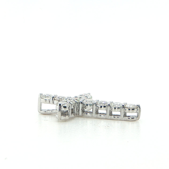 14K White Gold Diamond Cross Pendant