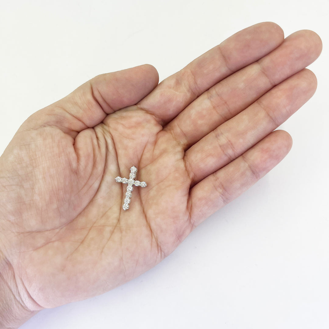 14K White Gold Diamond Cross Pendant