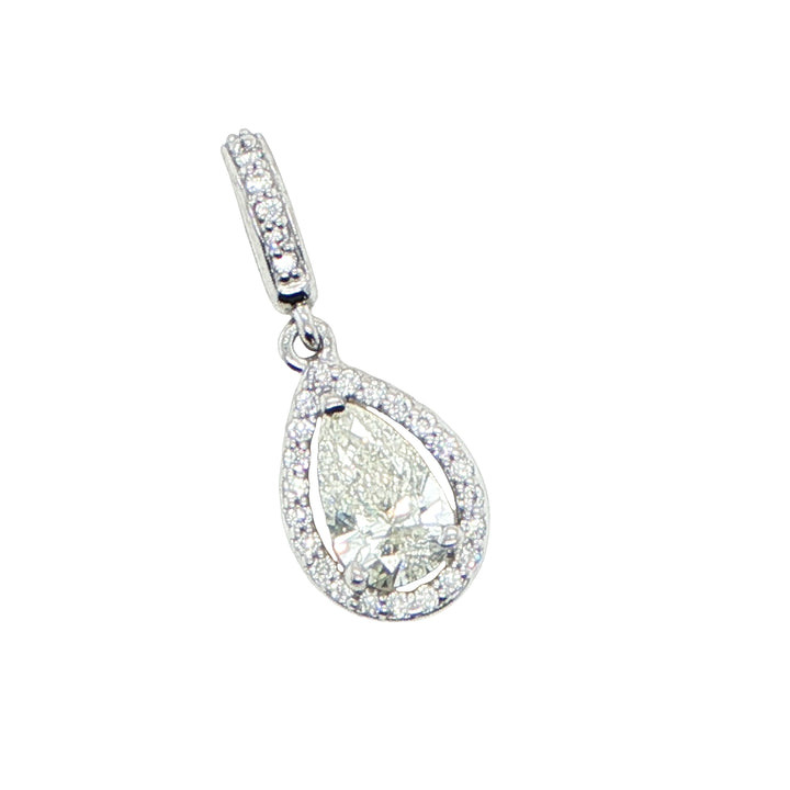 14K White Gold Pear Shape Diamond Drop Pendant