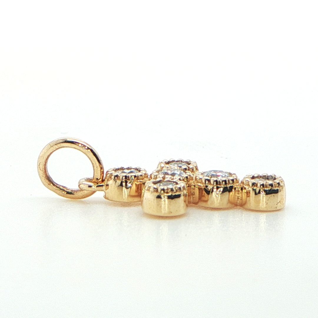 14K Yellow Gold Diamond Cross Pendant