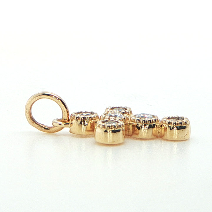 14K Yellow Gold Diamond Cross Pendant