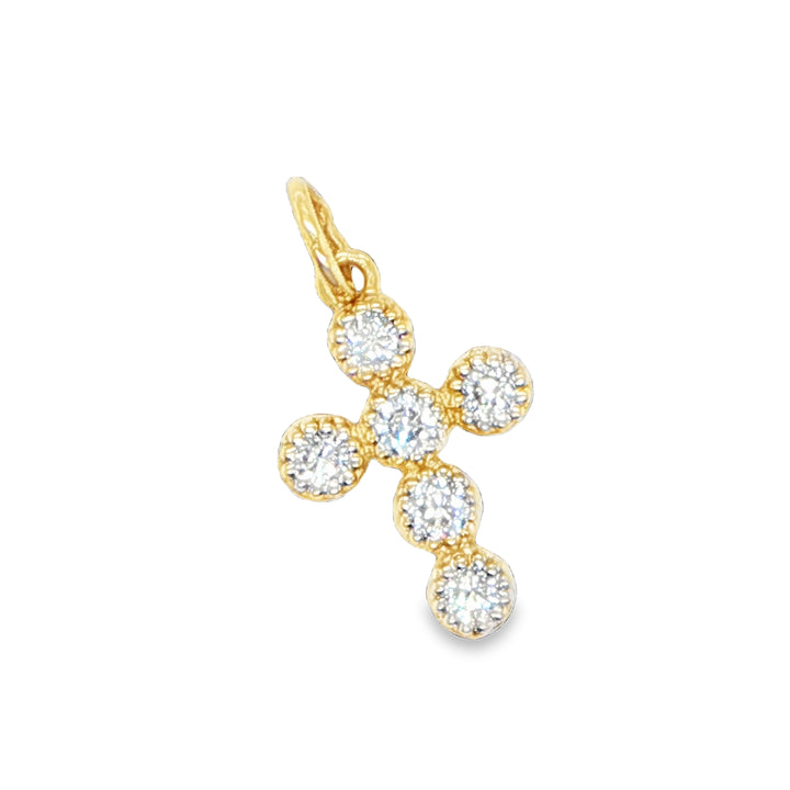 14K Yellow Gold Diamond Cross Pendant