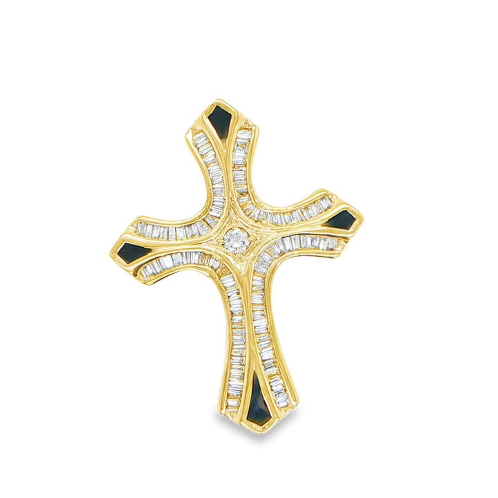14K Yellow Gold Diamond Cross Pendant