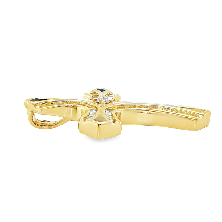 14K Yellow Gold Diamond Cross Pendant