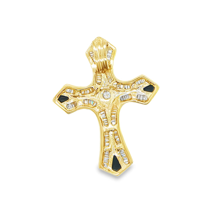 14K Yellow Gold Diamond Cross Pendant