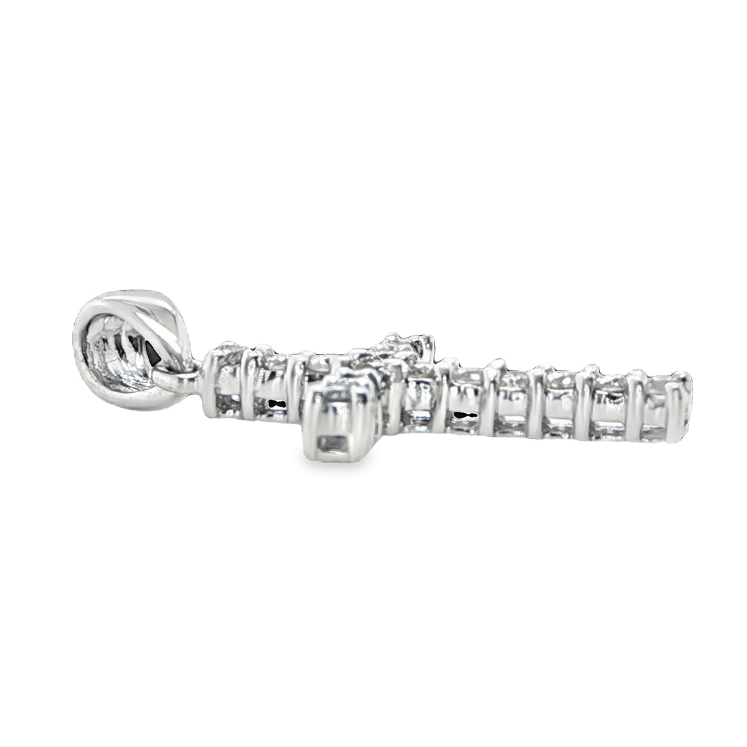 14K White Gold Diamond Cross Pendant