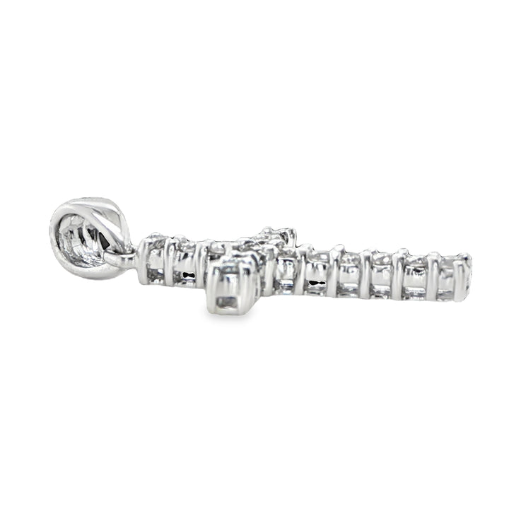14K White Gold Diamond Cross Pendant