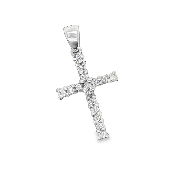 14K White Gold Diamond Cross Pendant