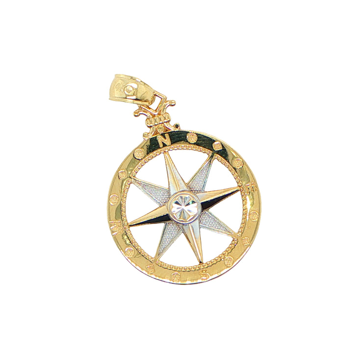 14K Yellow Gold Compass Pendant Charm