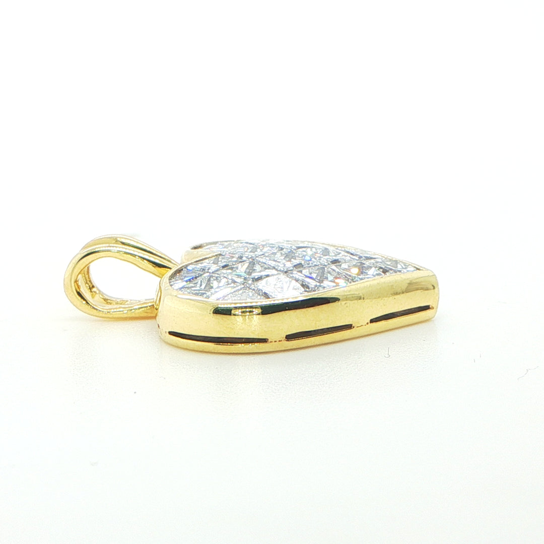 Quadrillion 18K Yellow Gold Invisible Set Princess Diamond Heart Pendant
