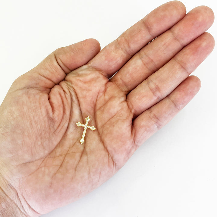 14K Yellow Gold Diamond Cross Pendant