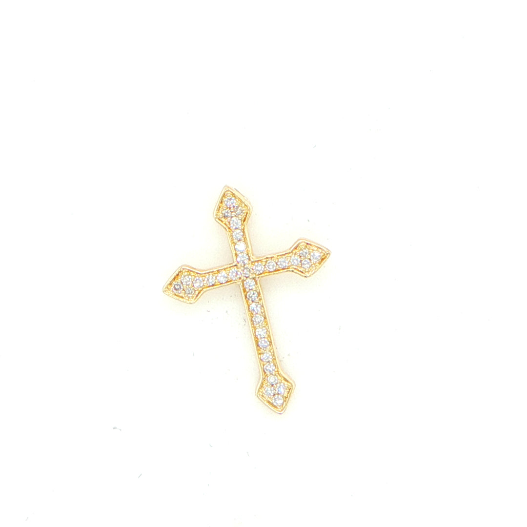 14K Yellow Gold Diamond Cross Pendant