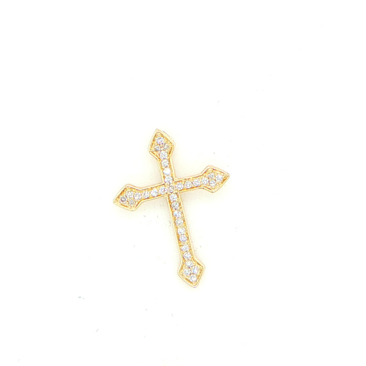14K Yellow Gold Diamond Cross Pendant