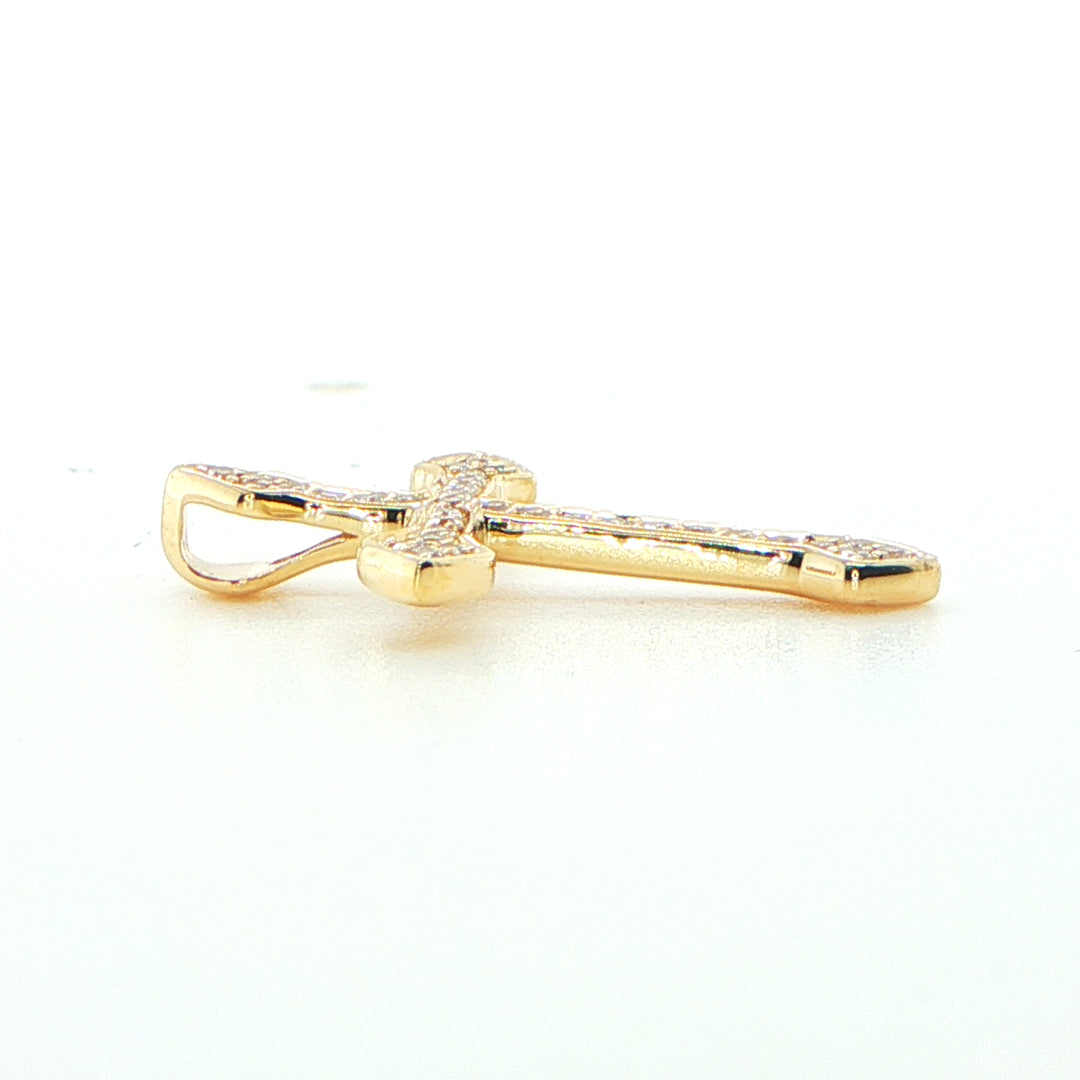 14K Yellow Gold Diamond Cross Pendant