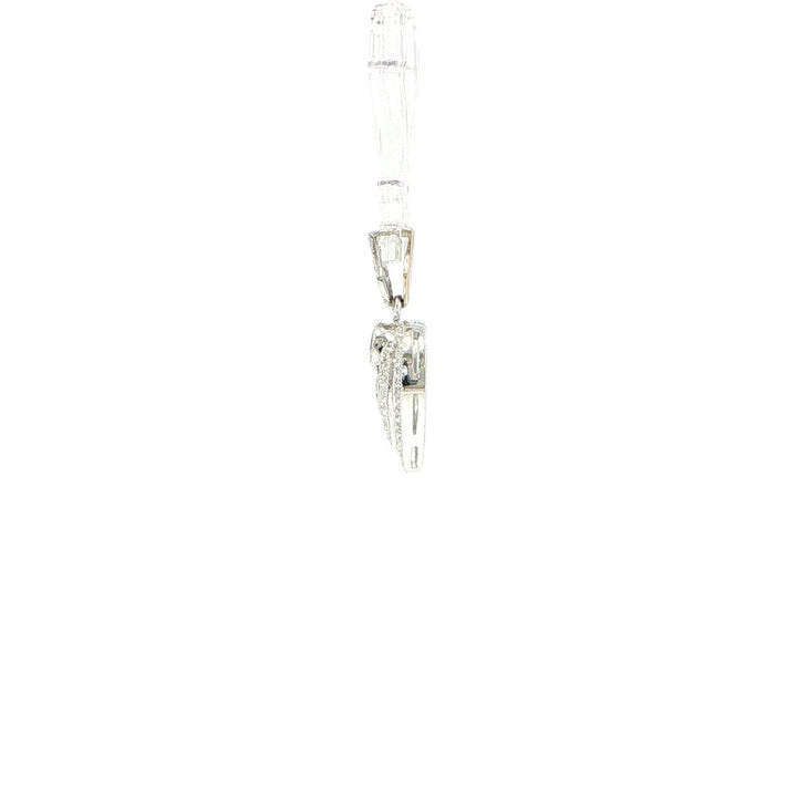 18K White Gold Diamond Heart Pendant with Milgrain Edge