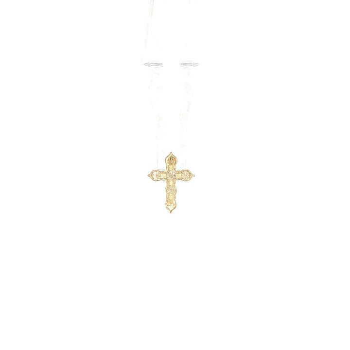 14K Yellow Gold Diamond Cross Pendant