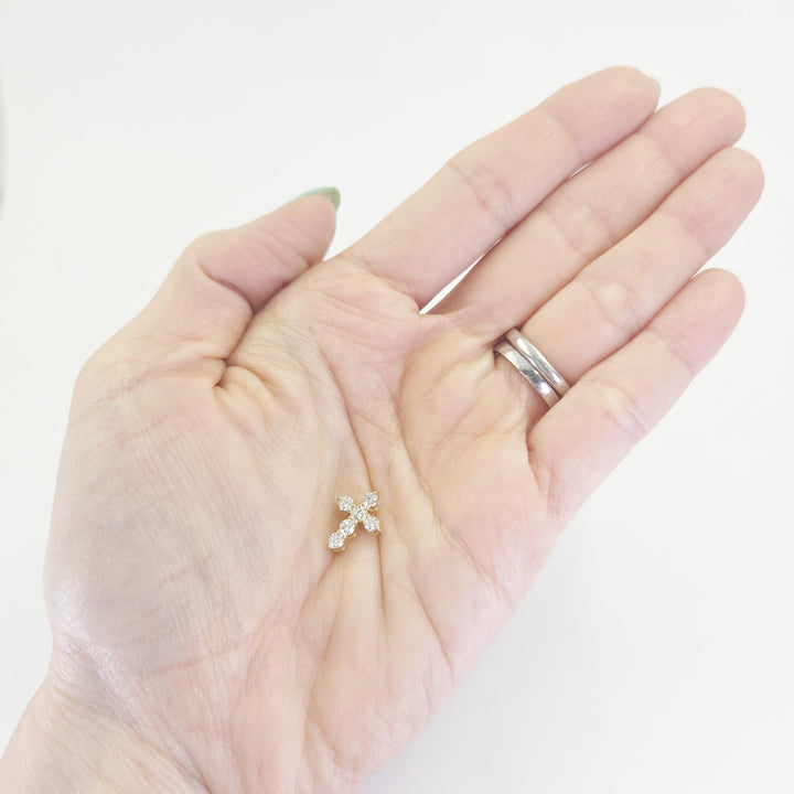 14K Yellow Gold Diamond Cross Pendant