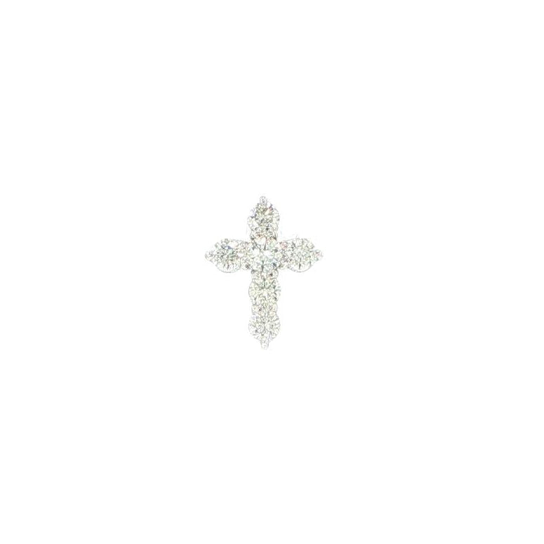 14K White Gold Diamond Cross Pendant