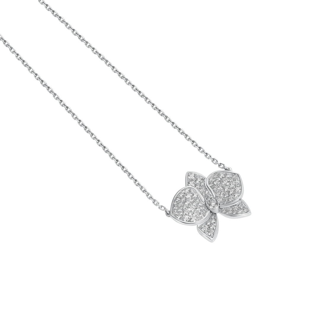 Cartier Caresse D'Orchidees 18K White Gold Diamond Necklace