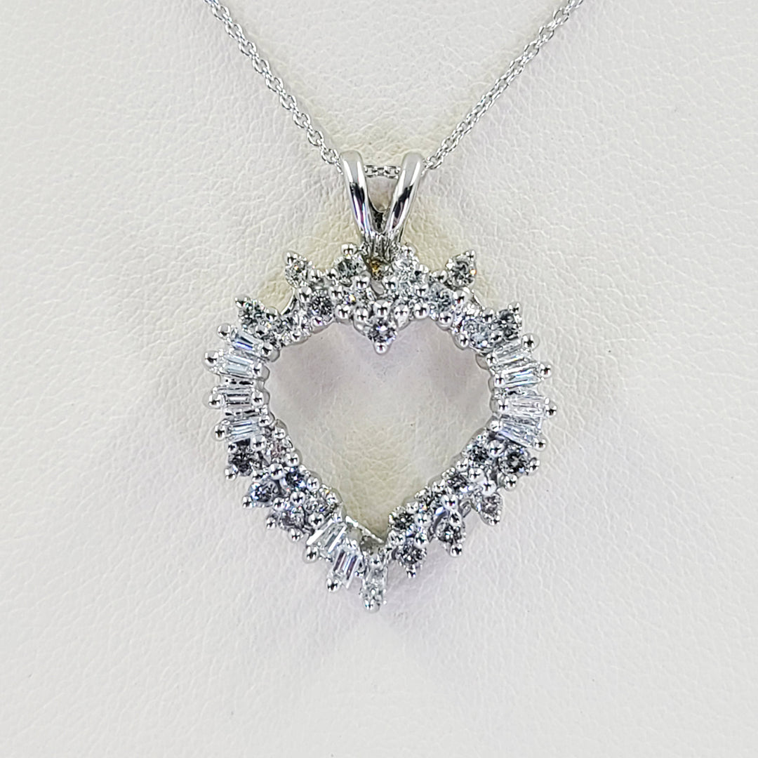 Diamond Heart Outline Pendant Necklace