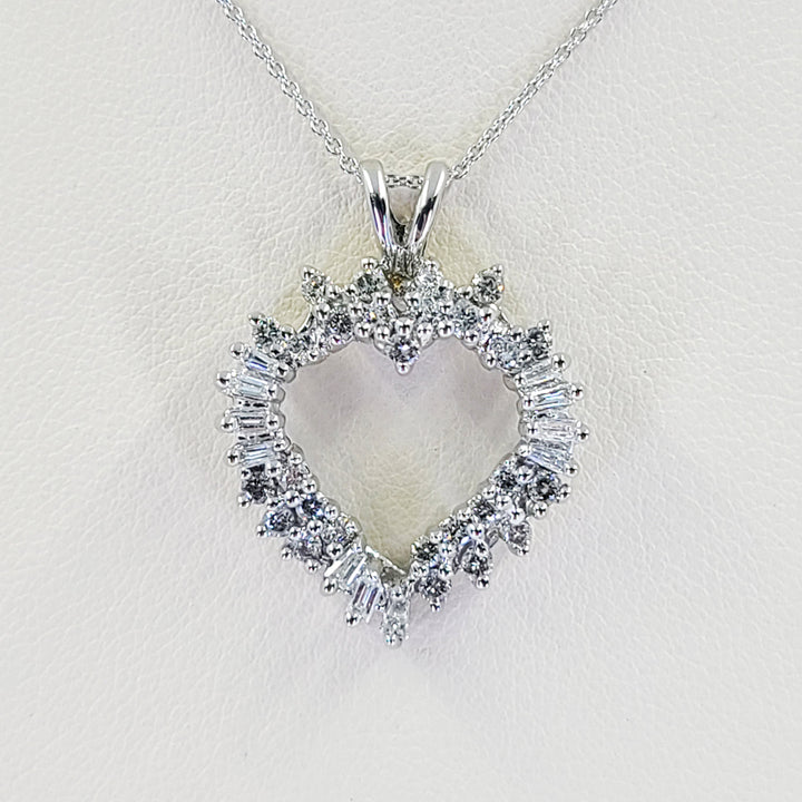 Diamond Heart Outline Pendant Necklace