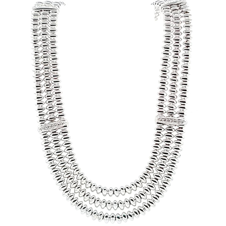 Chiampesan 18K White Gold Three-Row Diamond Collar Necklace