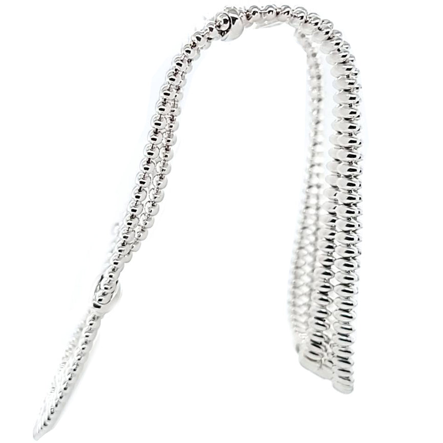 Chiampesan 18K White Gold Three-Row Diamond Collar Necklace
