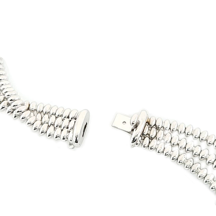 Chiampesan 18K White Gold Three-Row Diamond Collar Necklace