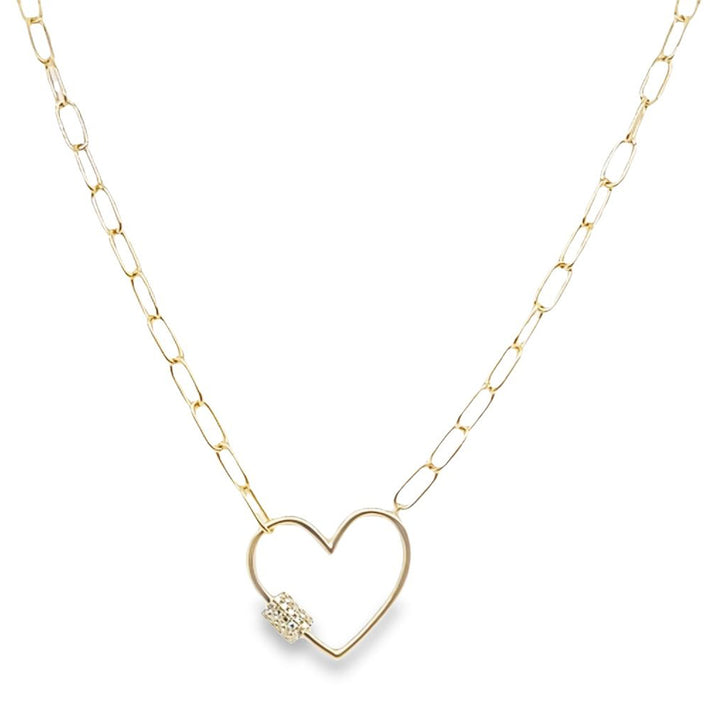 Pave Diamond Heart Lock Necklace