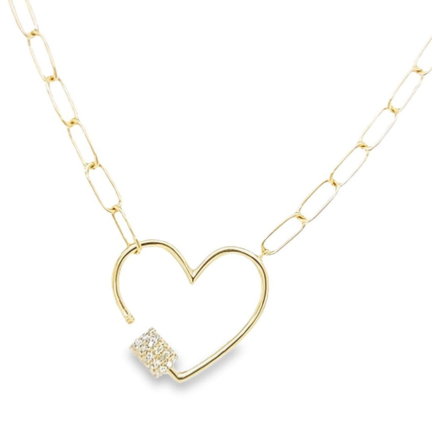 Pave Diamond Heart Lock Necklace