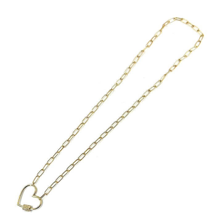 Pave Diamond Heart Lock Necklace