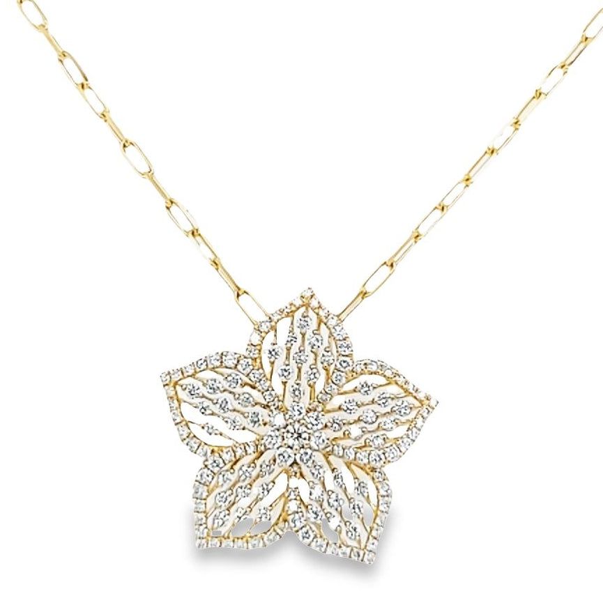 Openwork Flower Diamond Necklace