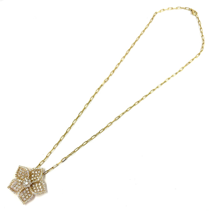 Openwork Flower Diamond Necklace