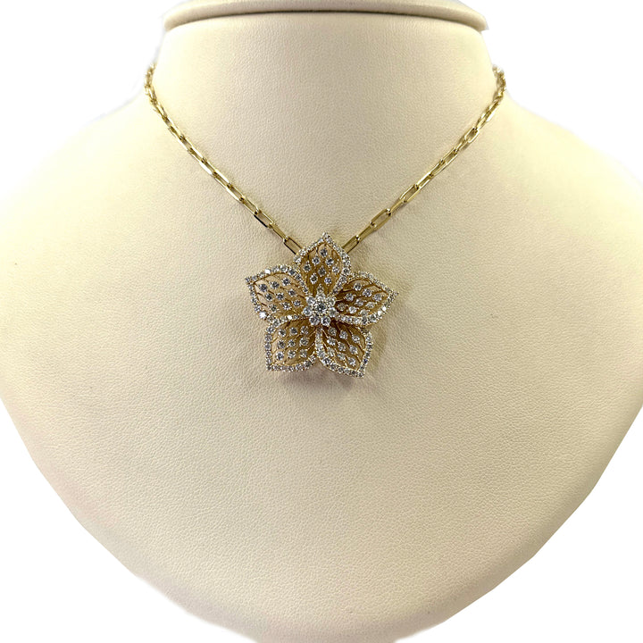 Openwork Flower Diamond Necklace