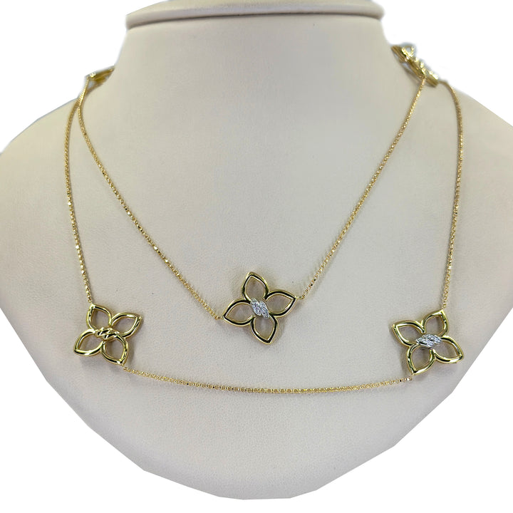 Cialoma Diamond Flower Station Long Necklace