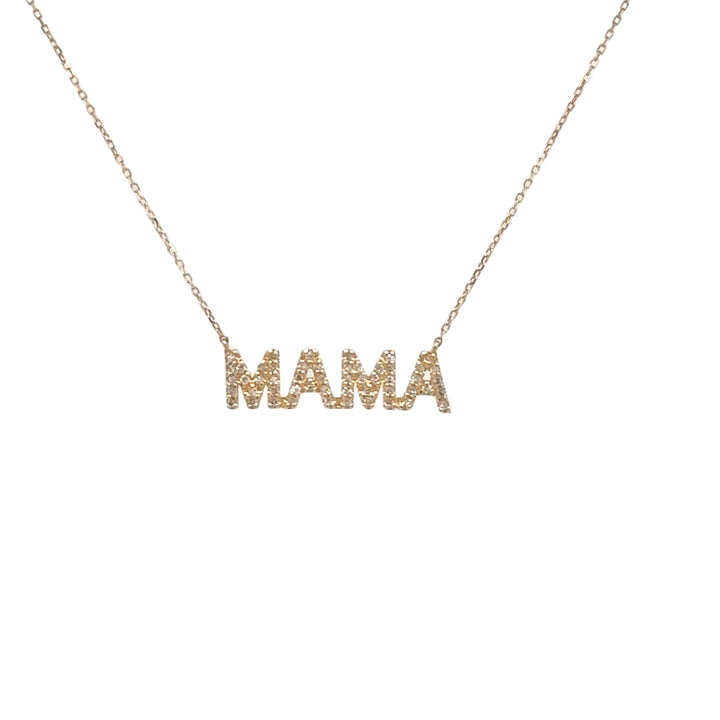 “MAMA” Pendant Necklace with Bezel-Set Diamond