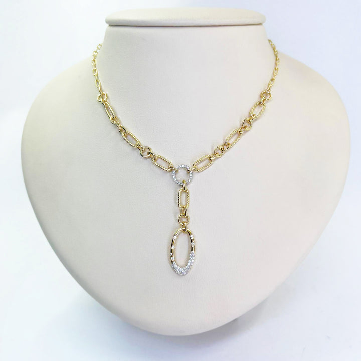 Y Paperclip Diamond Necklace