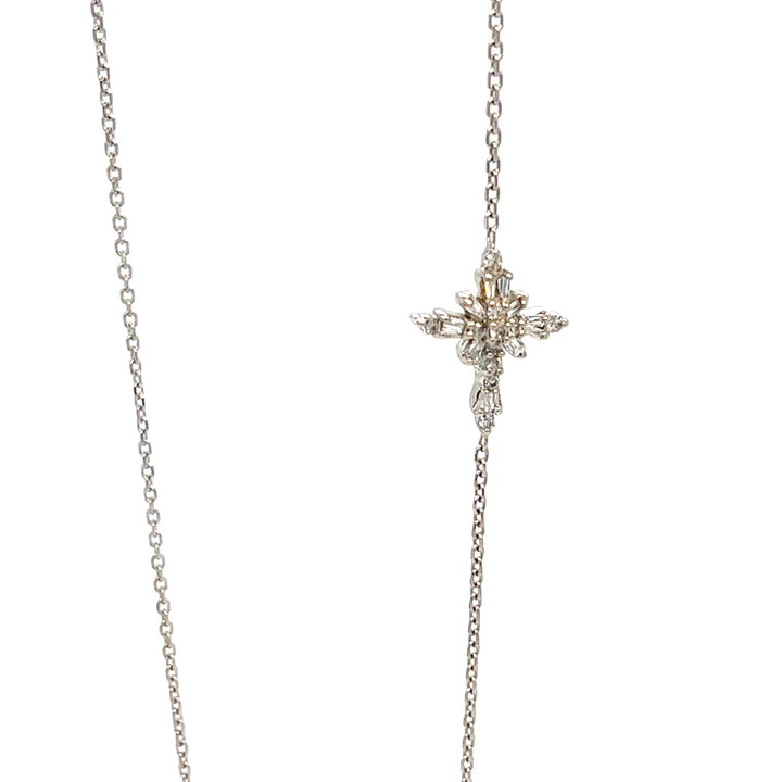 14K White Gold Horizontal Cross Pendant Necklace
