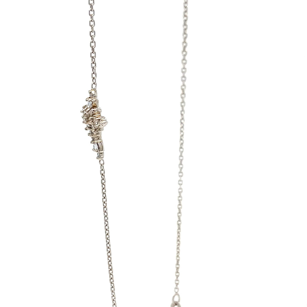 14K White Gold Horizontal Cross Pendant Necklace