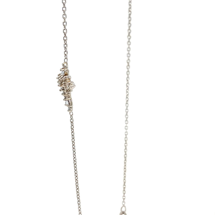 14K White Gold Horizontal Cross Pendant Necklace