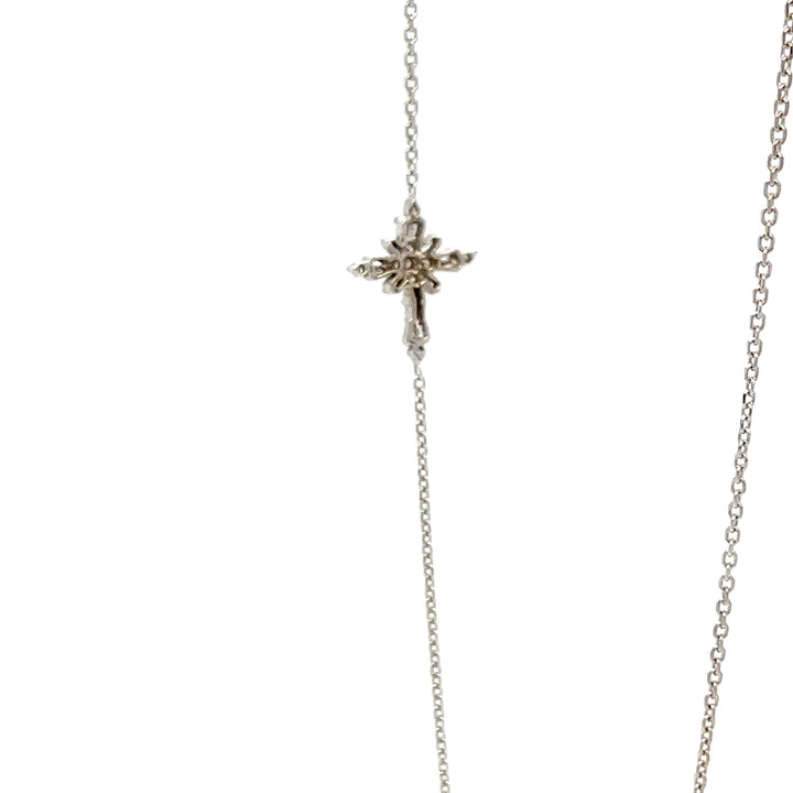 14K White Gold Horizontal Cross Pendant Necklace