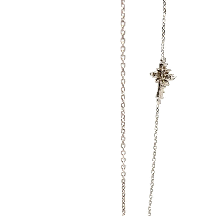 14K White Gold Horizontal Cross Pendant Necklace