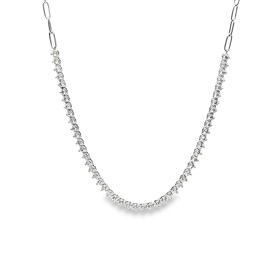 14K White Gold Diamond Tennis Necklace