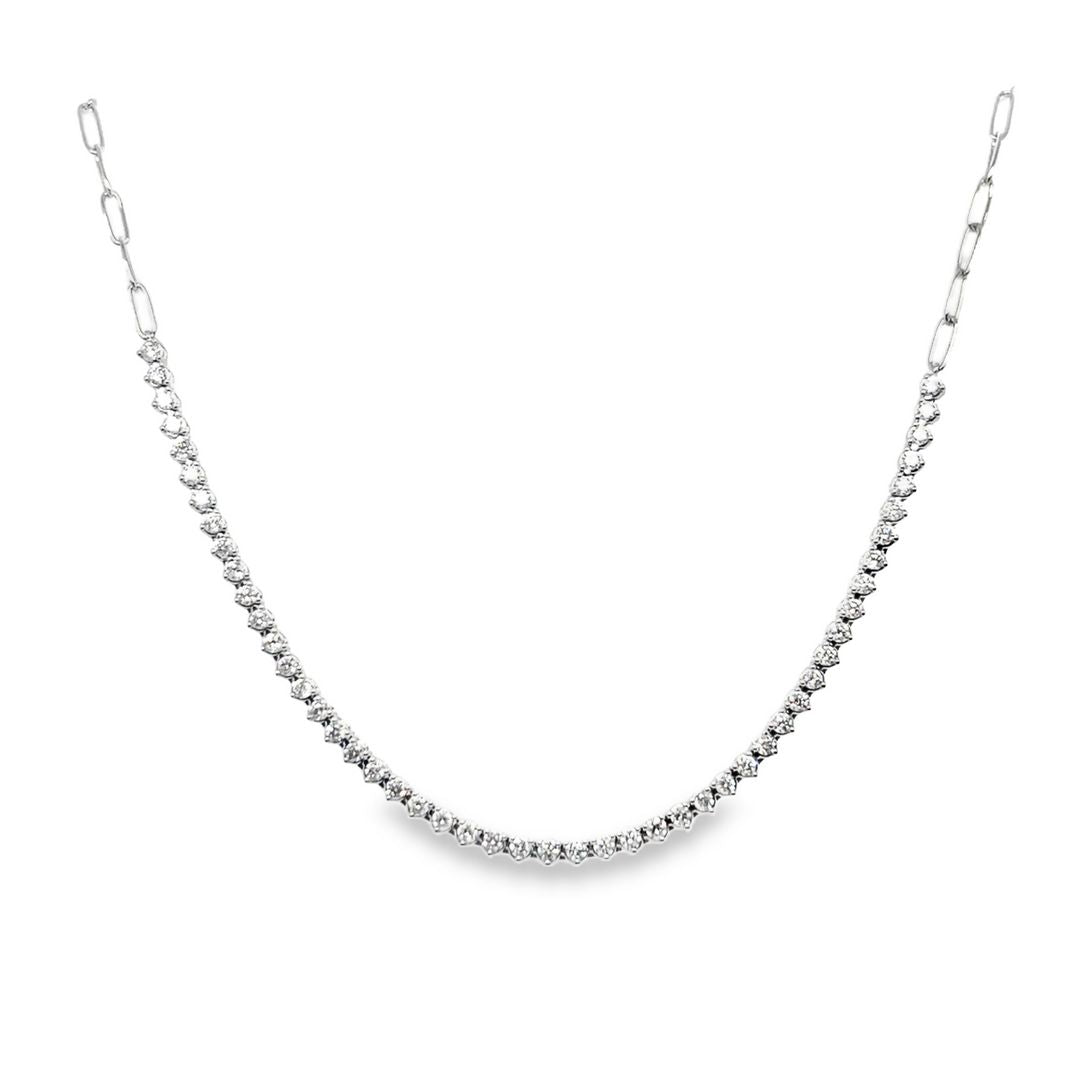 14K White Gold Diamond Tennis Necklace