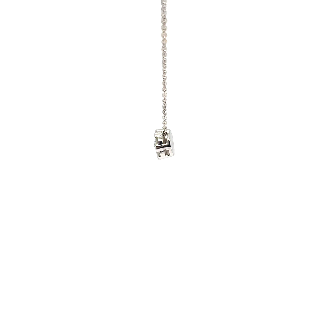 14K White Gold Cluster Diamond Pendant Necklace